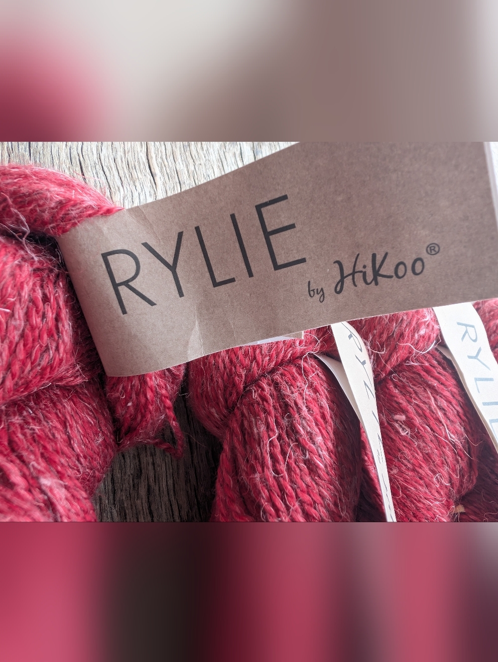 RYLIE by Hikoo Yarn 5 Skeins Rich Rose Raspberry Red - Picture 4 of 5